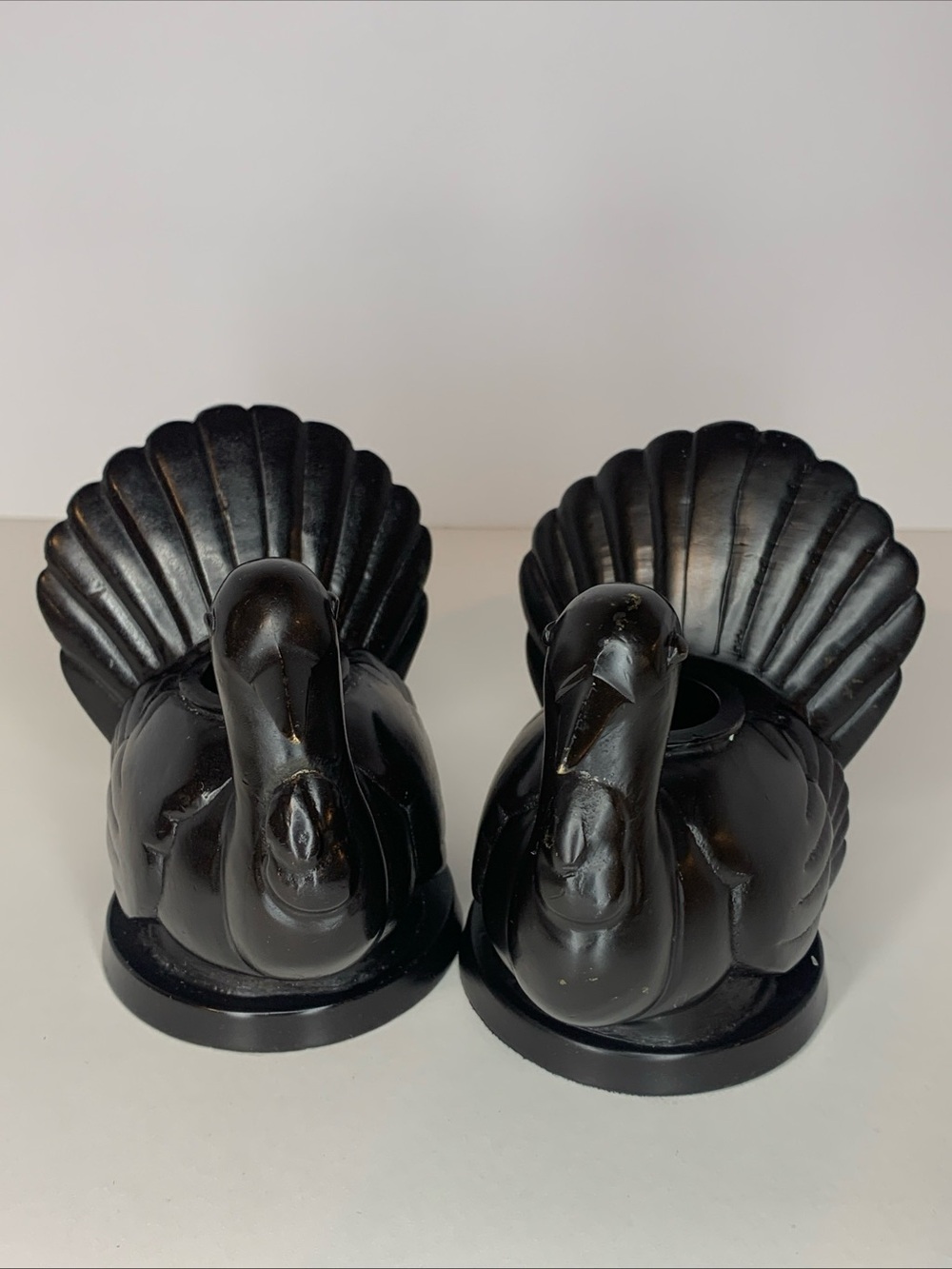 Pottery Barn Bronze Turkey Taper Candle Holders ~ Lot of 2 ~ Super Heavy